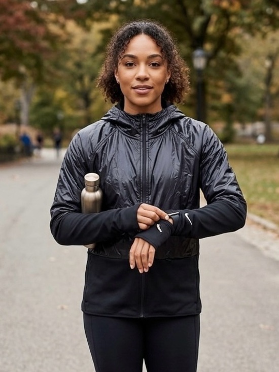 Nike Jackets & Blazers - Nike Black Therma-Fit Hooded Jacket with thumb holes  M